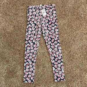 Crewcuts Navy Leggings with Red & White Floral Pattern